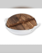 36cm Enamel Cast Iron Wok Pan