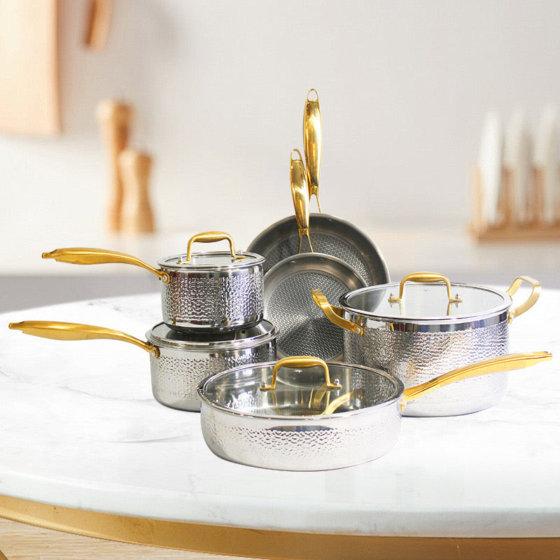 6 piece hammered steel set