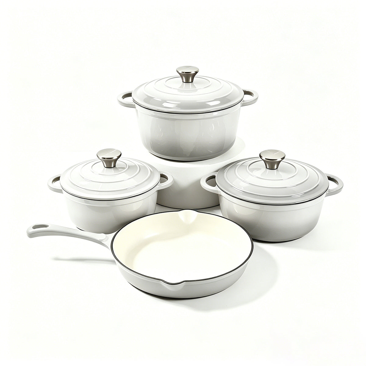 4 piece enamel cast iron cookware