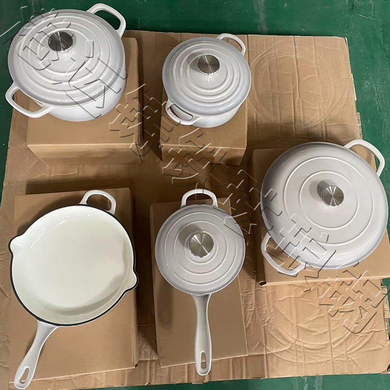 5 piece enamel cast iron cookware