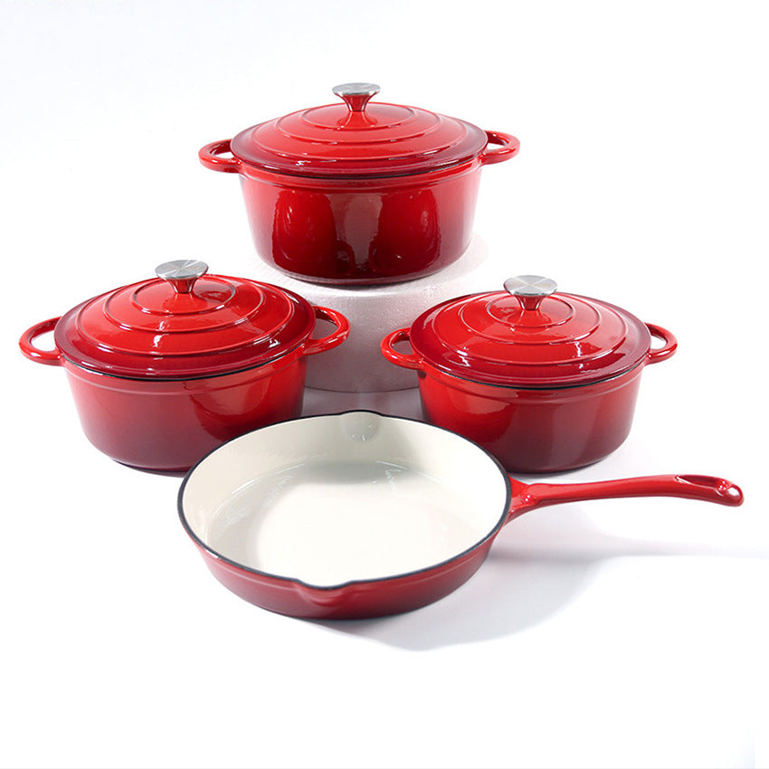 4 piece enamel cast iron cookware