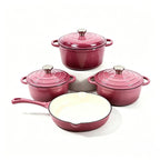 4 piece enamel cast iron cookware