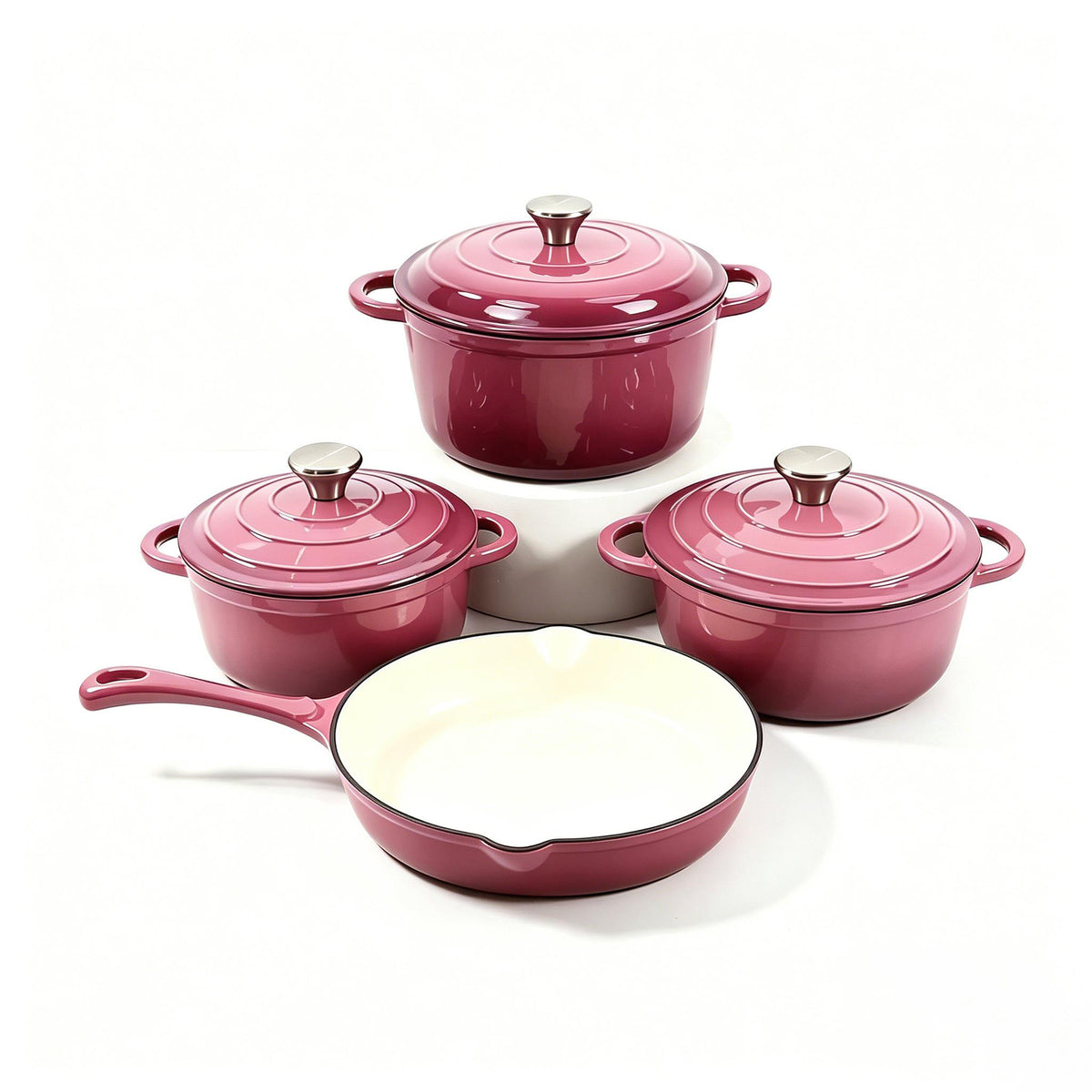 4 piece enamel cast iron cookware