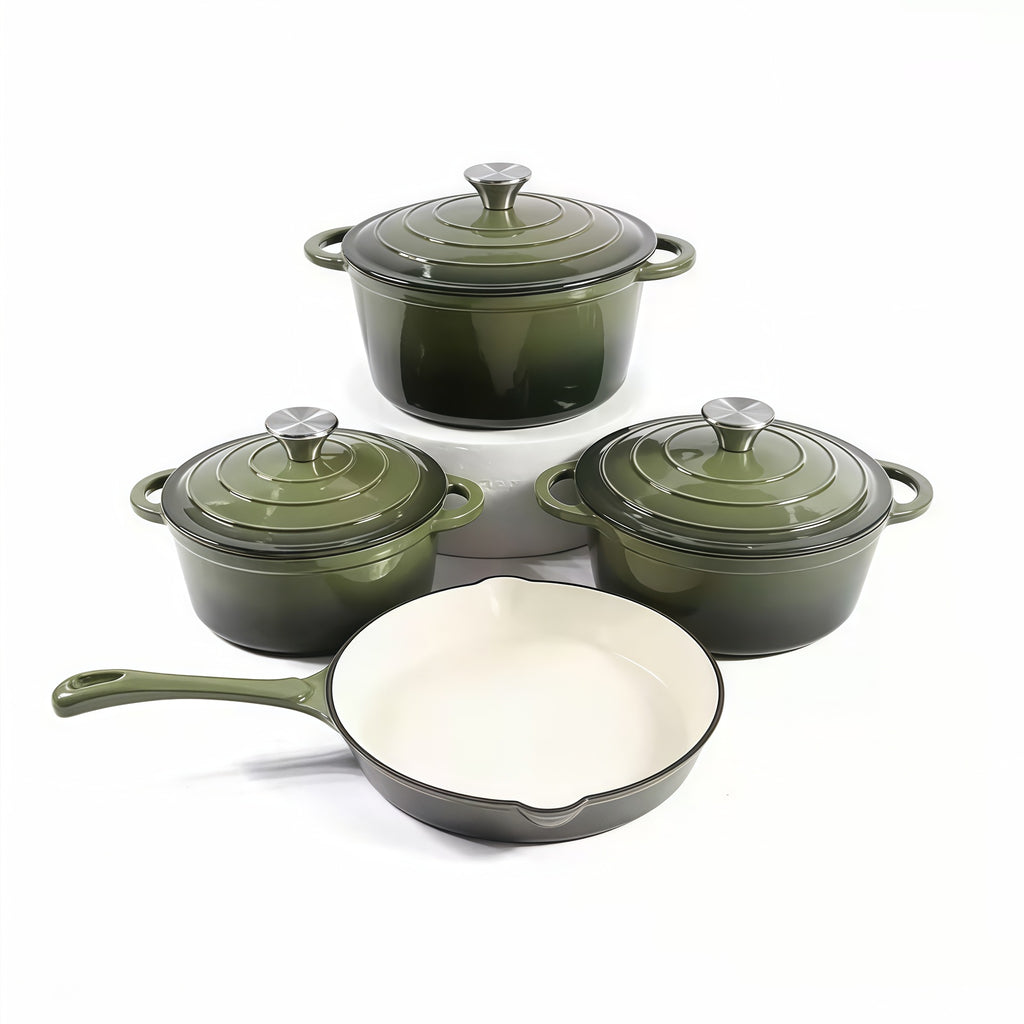 4 piece enamel cast iron cookware