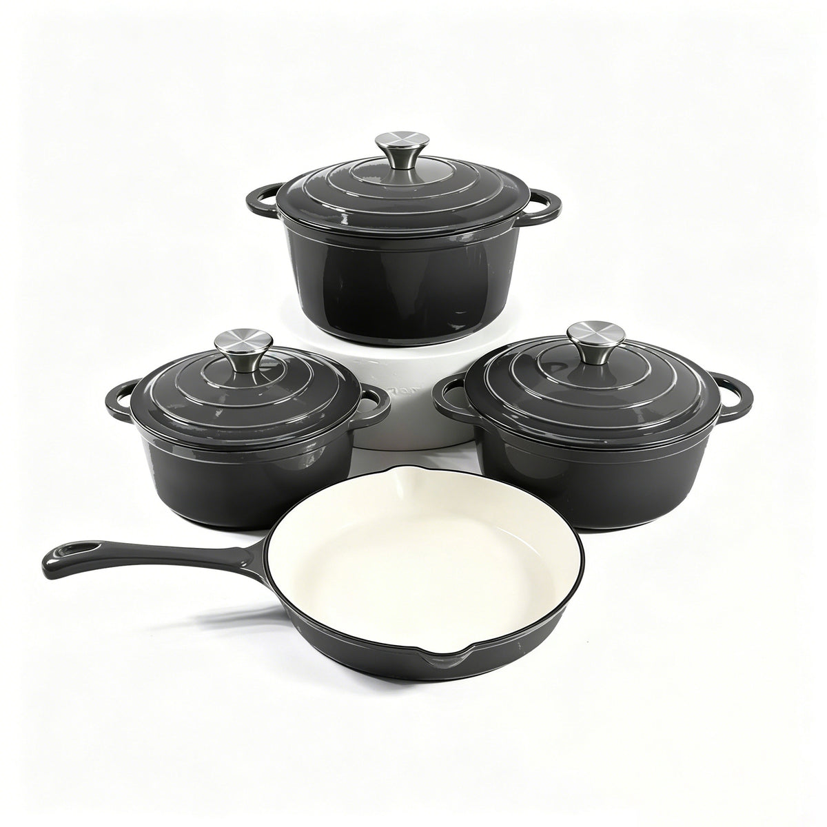 4 piece enamel cast iron cookware