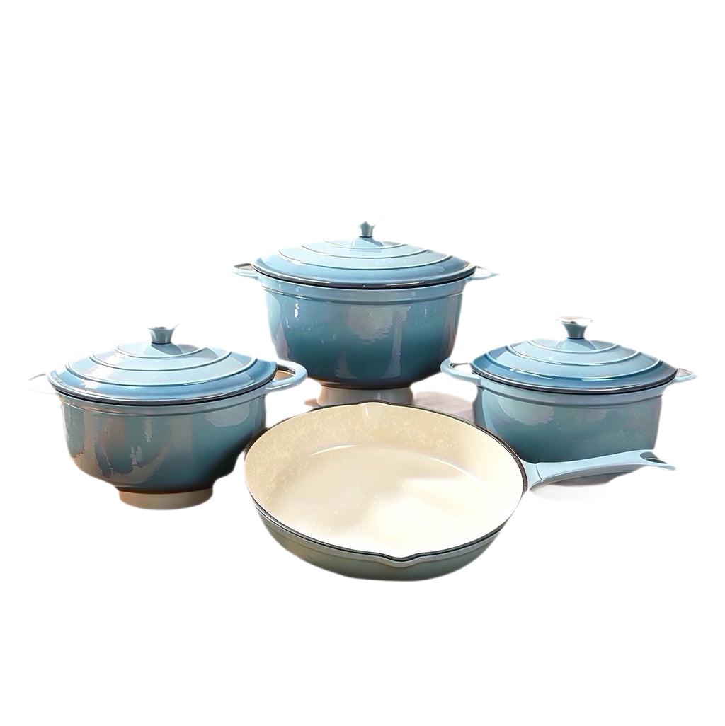 4 piece enamel cast iron cookware