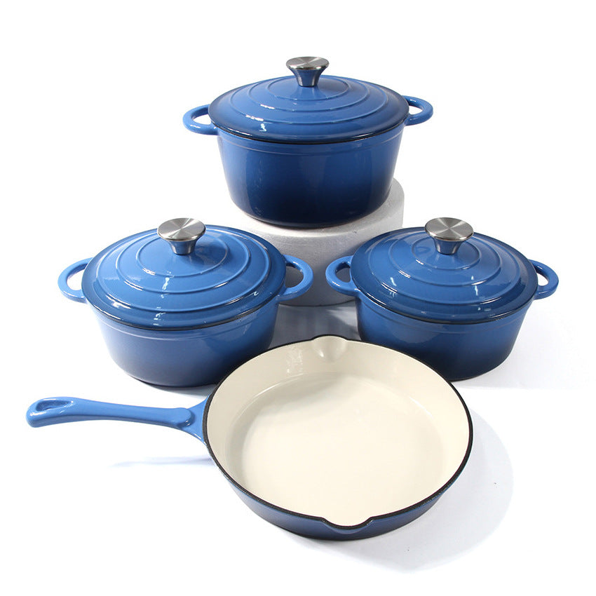 4 piece enamel cast iron cookware