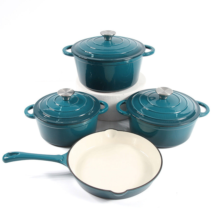 4 piece enamel cast iron cookware