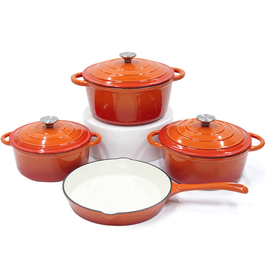 4 piece enamel cast iron cookware