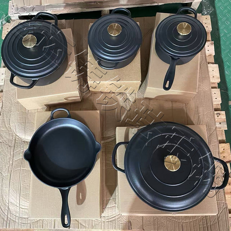 5 piece enamel cast iron cookware
