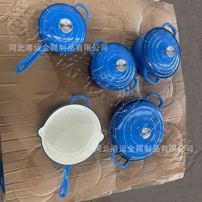 5 piece enamel cast iron cookware