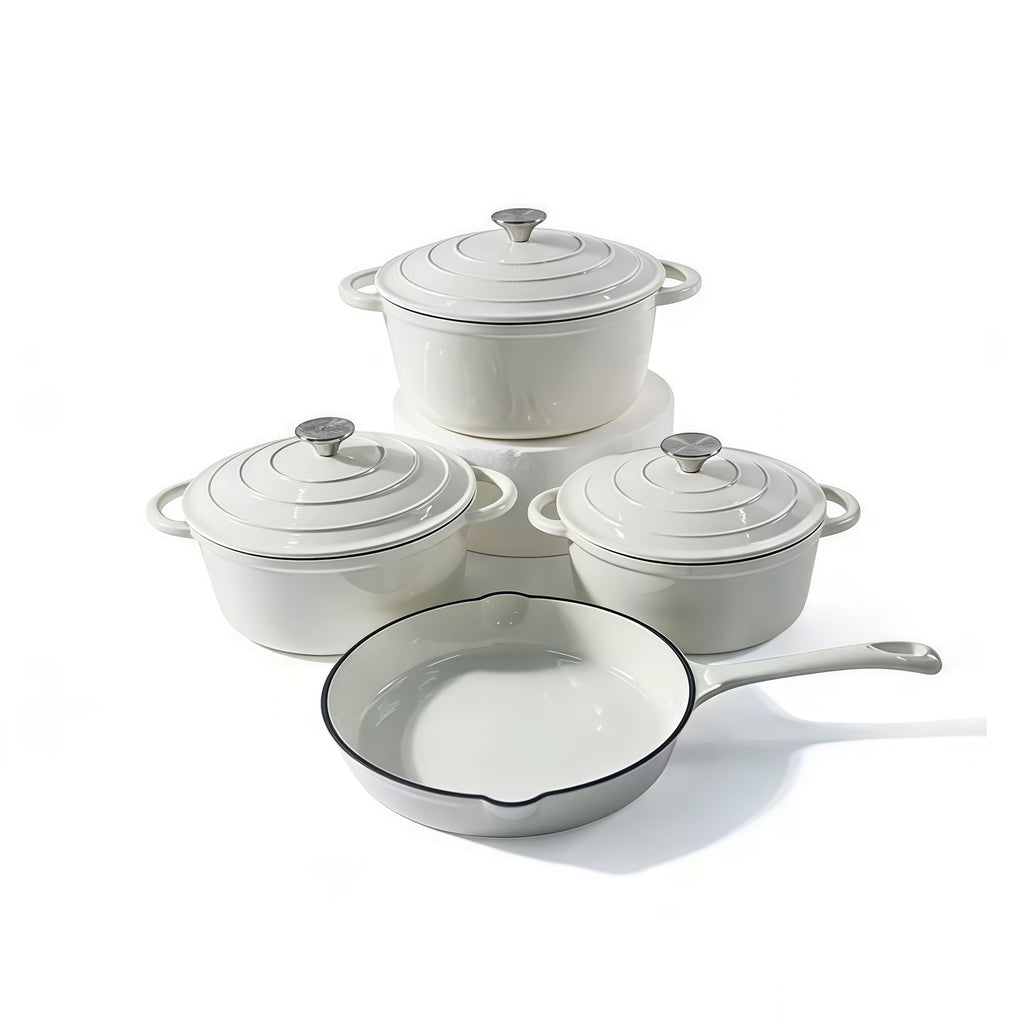 4 piece enamel cast iron cookware