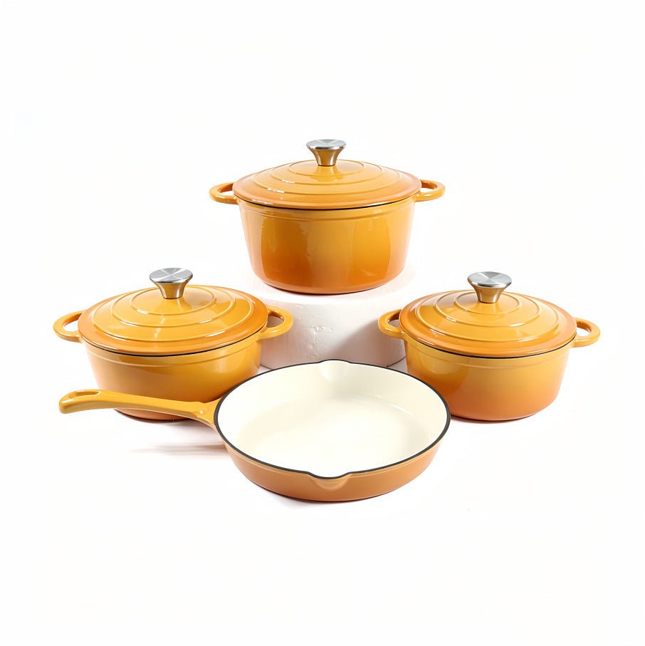 4 piece enamel cast iron cookware
