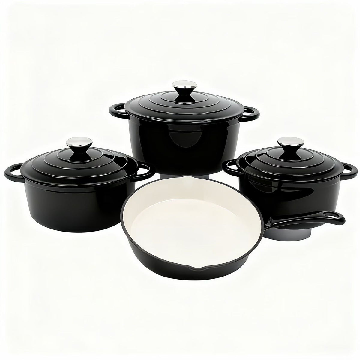 4 piece enamel cast iron cookware