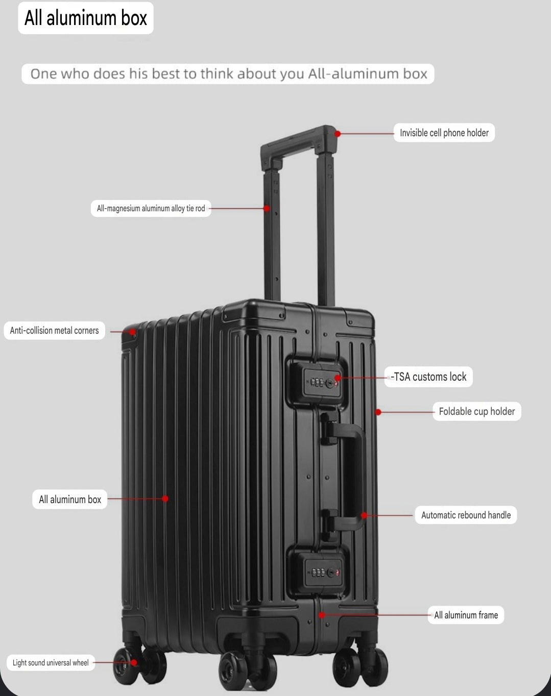 2 piece aluminum-magnesium travel box - 20 & 28inches